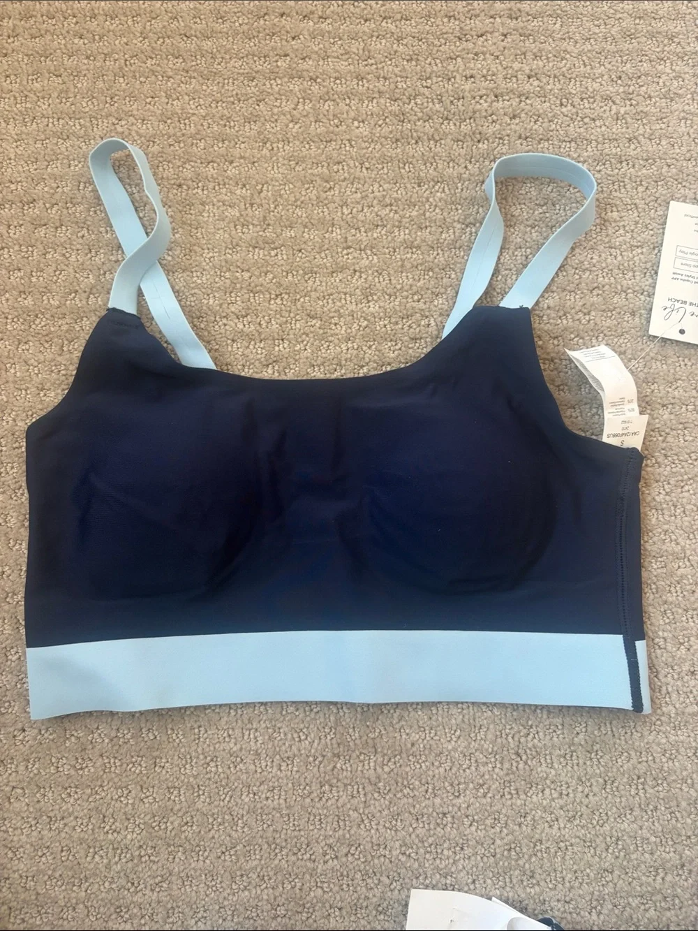 NWT Cupshe Navy and Light Blue High-Waist Sporty Bikini Set - Picture 4 of 9